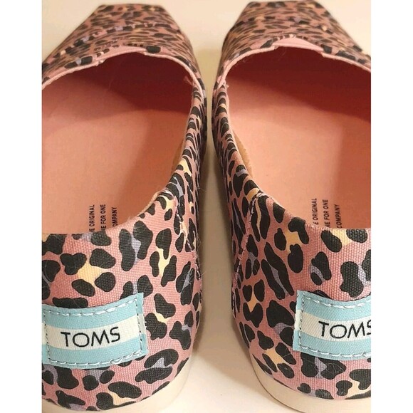 TOMS Alpargata Size 6.5 Pink Leopard Print Ortholite Comfort Slip-on Flat EUC - Picture 8 of 16